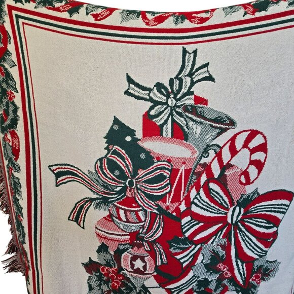 Fieldcrest Throw Blanket Vintage Holiday Christmas Stocking Design VR1807 - Picture 11 of 12